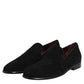Dolce & Gabbana Black Suede Slip On Loafers Formal Shoes