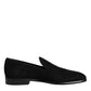 Dolce & Gabbana Black Suede Slip On Loafers Formal Shoes
