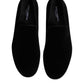 Dolce & Gabbana Black Velvet Slip On Loafers Formal Shoes
