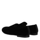 Dolce & Gabbana Black Velvet Slip On Loafers Formal Shoes