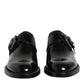Dolce & Gabbana Black Leather Monk Strap Derby Formal Shoes