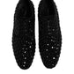 Dolce & Gabbana Black Suede Strass Derby Formal Shoes