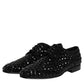 Dolce & Gabbana Black Suede Strass Derby Formal Shoes