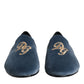 Dolce & Gabbana Blue Velvet DG Logo Loafers Formal Shoes