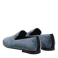 Dolce & Gabbana Blue Velvet DG Logo Loafers Formal Shoes