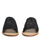 Dolce & Gabbana Black Monochrome Braided Raffia Slides Shoes