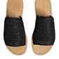 Dolce & Gabbana Black Monochrome Braided Raffia Slides Shoes
