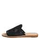 Dolce & Gabbana Black Monochrome Braided Raffia Slides Shoes