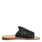 Dolce & Gabbana Black Monochrome Braided Raffia Slides Shoes