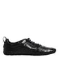 Dolce & Gabbana Black Exotic Leather Low Top Sneakers Shoes