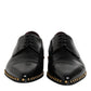 Dolce & Gabbana Black Leather Studded Derby Men Dress Shoes