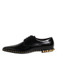 Dolce & Gabbana Black Leather Studded Derby Men Dress Shoes