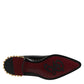 Dolce & Gabbana Black Leather Studded Derby Men Dress Shoes