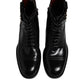 Dolce & Gabbana Black Leather Mid Calf Boots Lace Up Shoes