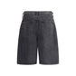 7FOR Black Cotton Bermuda Shorts
