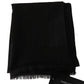 Dolce & Gabbana Dark Gray Virgin Wool Striped Pattern Wrap Scarf