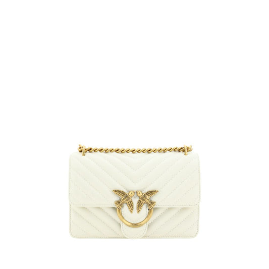 PINKO White Calf Leather Bos Taurus Shoulder Bag