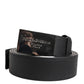 Dolce & Gabbana Black Leather Silver Metal Logo Buckle Belt