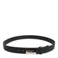 Dolce & Gabbana Black Leather Silver Metal Logo Buckle Belt