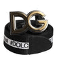 Dolce & Gabbana Black Cotton Metal DG Logo Gold Buckle Belt