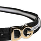 Dolce & Gabbana Black Cotton Metal DG Logo Gold Buckle Belt