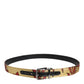 Dolce & Gabbana Gold Floral Jacquard Silver Metal Buckle Belt