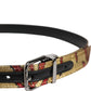 Dolce & Gabbana Gold Floral Jacquard Silver Metal Buckle Belt