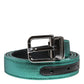 Dolce & Gabbana Green Black Polyester Metal Buckle Belt