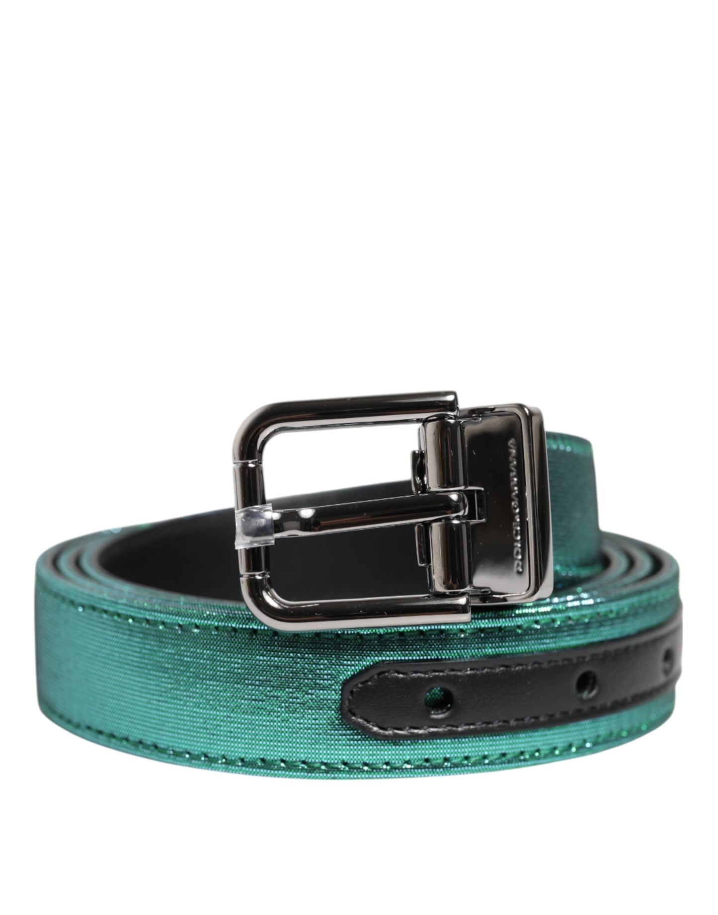 Dolce & Gabbana Green Black Polyester Metal Buckle Belt