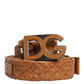 Dolce & Gabbana Brown Braided Metal DG Logo Buckle Belt