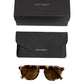 Dolce & Gabbana Brown Acetate Round Leopard Print Eyewear Sunglasses