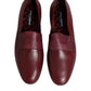 Dolce & Gabbana Burgundy Calfskin Leather Formal Slip On Shoes