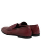Dolce & Gabbana Burgundy Calfskin Leather Formal Slip On Shoes