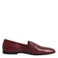 Dolce & Gabbana Burgundy Calfskin Leather Formal Slip On Shoes
