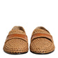 Dolce & Gabbana Brown Woven Raffia Slip On Loafers Shoes