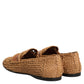Dolce & Gabbana Brown Woven Raffia Slip On Loafers Shoes