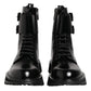 Dolce & Gabbana Black Leather Lace Up Mid Calf Boots Shoes