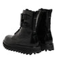 Dolce & Gabbana Black Leather Lace Up Mid Calf Boots Shoes