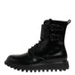 Dolce & Gabbana Black Leather Lace Up Mid Calf Boots Shoes