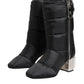 Dolce & Gabbana Black Padded Mid Calf Logo Heel Boots Shoes