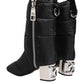 Dolce & Gabbana Black Padded Mid Calf Logo Heel Boots Shoes