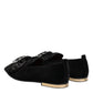 Dolce & Gabbana Black VATICANO Crystal Ribbon Slip On Shoes