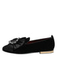 Dolce & Gabbana Black VATICANO Crystal Ribbon Slip On Shoes