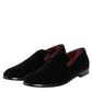 Dolce & Gabbana Black Velvet Loafers Formal Men Dress Shoes