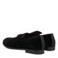 Dolce & Gabbana Black Velvet Loafers Formal Men Dress Shoes