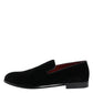 Dolce & Gabbana Black Velvet Loafers Formal Men Dress Shoes