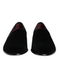 Dolce & Gabbana Black Velvet Slip On Loafers Men Formal Shoes