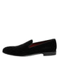 Dolce & Gabbana Black Velvet Slip On Loafers Men Formal Shoes