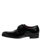 Dolce & Gabbana Black Leather Lace Up Men Derby Formal Shoes