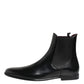 Dolce & Gabbana Black Chelsea Slip On Mid Calf Boots Shoes